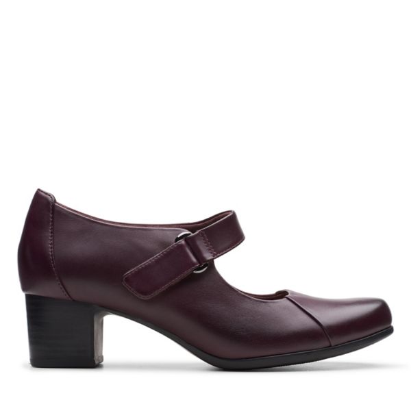 Clarks Womens Un Damson Vibe Heels Aubergine Leather | CA-2806794